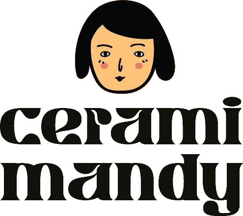 Logotipo da Cerami Mandy: rosto ilustrado com lettering retrô